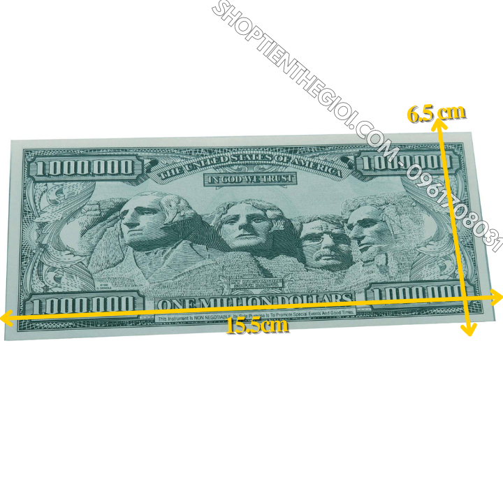 Tiền Lưu Niệm 1 Triệu USD Hình Núi Rushmore 4 Tổng Thống Mỹ Dạ Quang - SP005972